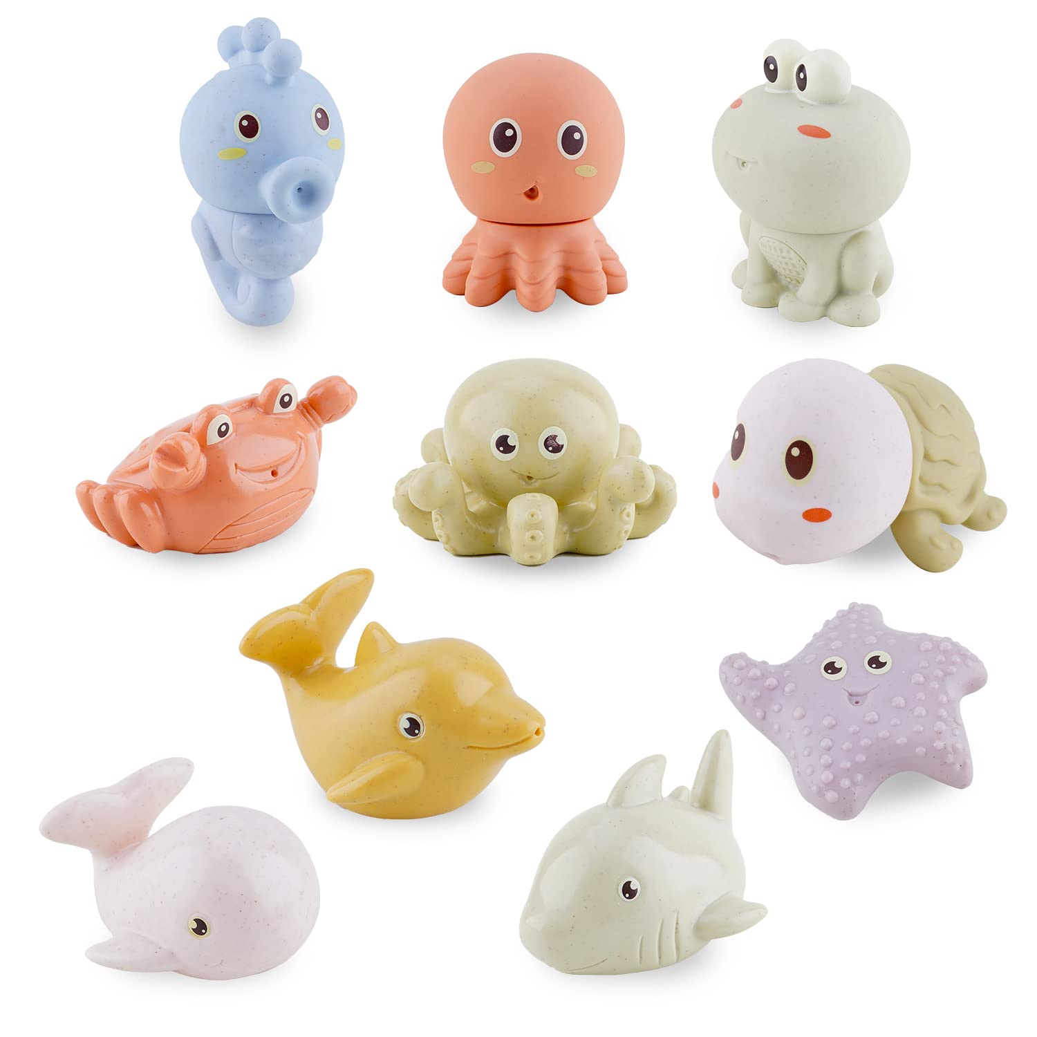 Bath Toys for Babies 6-12 Months - 10PCS Bath Squirt Toys Ocean Animals Bathtub Float Toy for Water Play Kids Preschool Education Toy Learning Skills for Bathroom