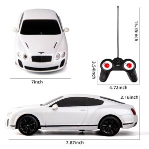 WAKAKAC Remote Control Car, Compatible with 1/24 Scale Bentley RC Vehicle Cars Toys Gifts for Kids High Speed with Headlights White Car