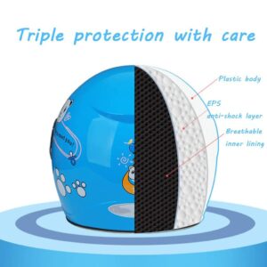 Cute Kids Motorcycle Helmet, 3/4 Boys Girls Vespa Open Face Helmet Youth Novelty Small Helmet, DOT Approved Children Scooter Cruiser Motorbike Crash Four Seasons Helmet Cap with Visor -B-50-55CM