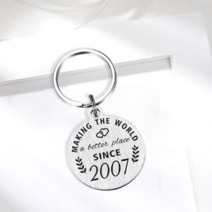 ABNTY 17th Birthday Gifts for Girls Boys, 17 Year Old Birthday Keychain, Born in 2007 Gifts, 2007 Birthday Decorations