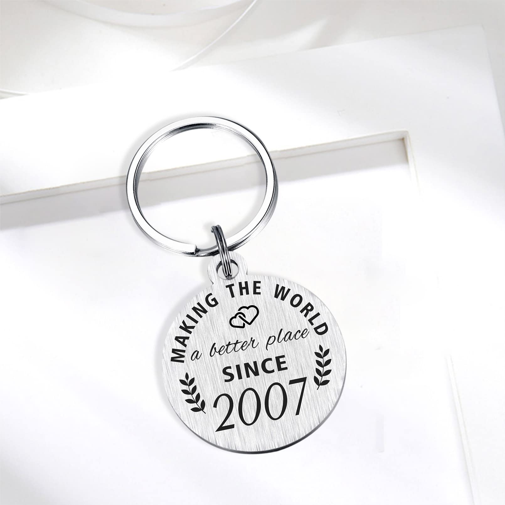 ABNTY 17th Birthday Gifts for Girls Boys, 17 Year Old Birthday Keychain, Born in 2007 Gifts, 2007 Birthday Decorations