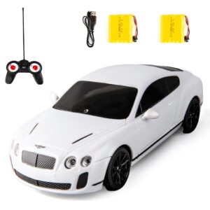 WAKAKAC Remote Control Car, Compatible with 1/24 Scale Bentley RC Vehicle Cars Toys Gifts for Kids High Speed with Headlights White Car