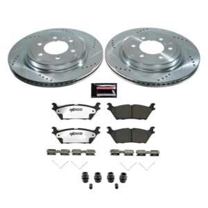 Power Stop Rear K8765-36 Carbon-Fiber Ceramic Brake Pad with Drilled and Slotted Rotor Kit Z36 Truck and Tow