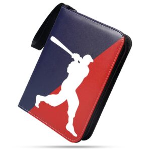 Leatherette 4 Pocket Trading Card Binder Album Holder Pages Folder Protector for Baseball Trading Cards TCG - Top loading 3 Ring Zip Card Binder Album Baseball Cards