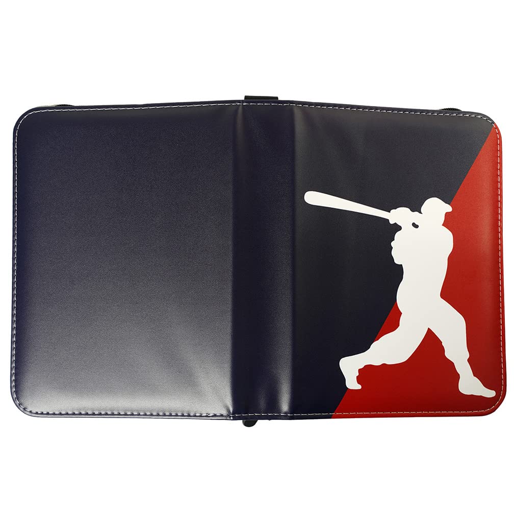 Leatherette 4 Pocket Trading Card Binder Album Holder Pages Folder Protector for Baseball Trading Cards TCG - Top loading 3 Ring Zip Card Binder Album Baseball Cards