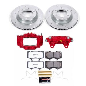 Power Stop Front KC5873A-36 Z36 Truck & Tow Brake Pad and Rotor Kit with Red Powder Coated Calipers For Lexus GX460 2016-2022, Toyota 4Runner 2015-2023 [Model Specific]