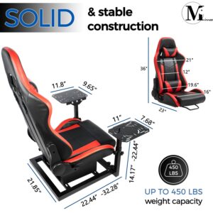 Minneer Racing Flight Simulator Cockpit with Red Seat Fit for Logitech/Thrustmaster/Fanatec X56 X52 G29 G920 T248,Support Hotas Warthog,Drive Gaming Joystick Mount. Joystick & Handbrake Not Included