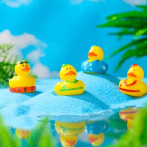 Tanlade 24 Pcs Assorted Rubber Ducks Bulk 2.2'' Summer Beach Rubber Duckies Hawaiian Rubber Ducks Swimming Pool Float Bath Ducks for Water Activity Baby Shower Thanksgiving Wedding Party Decorations