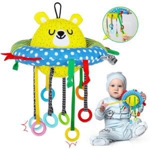 Montessori Toys for 1+ Year Old,Pull String Sensory Toys for Toddlers Fine Motor Skills,Plush Learning Activity Toy Baby Rattle Toys 6-12 Months,1 Year Old Boy Girl First Birthday Gifts Travel Toys