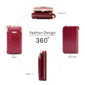 Small Crossbody bags Cell Phone Purses for Women Shoulder Travel Pouch Handbag Wallet with Credit Card Slots Red