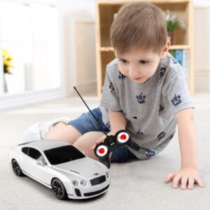 WAKAKAC Remote Control Car, Compatible with 1/24 Scale Bentley RC Vehicle Cars Toys Gifts for Kids High Speed with Headlights White Car