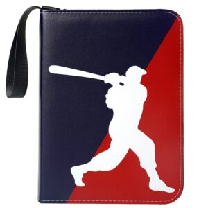 Leatherette 4 Pocket Trading Card Binder Album Holder Pages Folder Protector for Baseball Trading Cards TCG - Top loading 3 Ring Zip Card Binder Album Baseball Cards