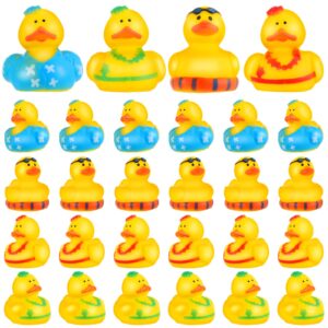 Tanlade 24 Pcs Assorted Rubber Ducks Bulk 2.2'' Summer Beach Rubber Duckies Hawaiian Rubber Ducks Swimming Pool Float Bath Ducks for Water Activity Baby Shower Thanksgiving Wedding Party Decorations