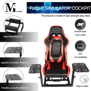 Minneer Racing Flight Simulator Cockpit with Red Seat Fit for Logitech/Thrustmaster/Fanatec X56 X52 G29 G920 T248,Support Hotas Warthog,Drive Gaming Joystick Mount. Joystick & Handbrake Not Included