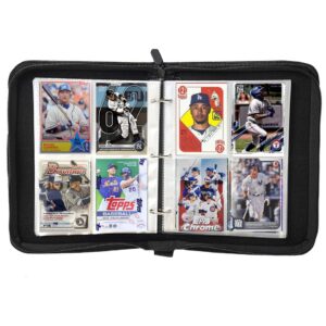 Leatherette 4 Pocket Trading Card Binder Album Holder Pages Folder Protector for Baseball Trading Cards TCG - Top loading 3 Ring Zip Card Binder Album Baseball Cards