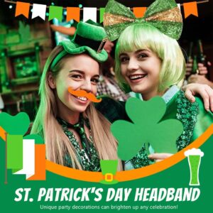 JONKY St Patricks Day Headband Light Up Green Bow Hair Band LED Irish Headbands Shamrock Costume St Pattys Day Accessories for Women and Girls