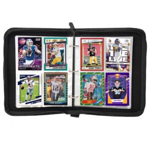 Leatherette 4 Pocket Trading Card Binder Album Holder Pages Folder Protector for America Football Trading Cards Sports TCG - Top loading 3 Ring Zip Card Binder Album Football Cards