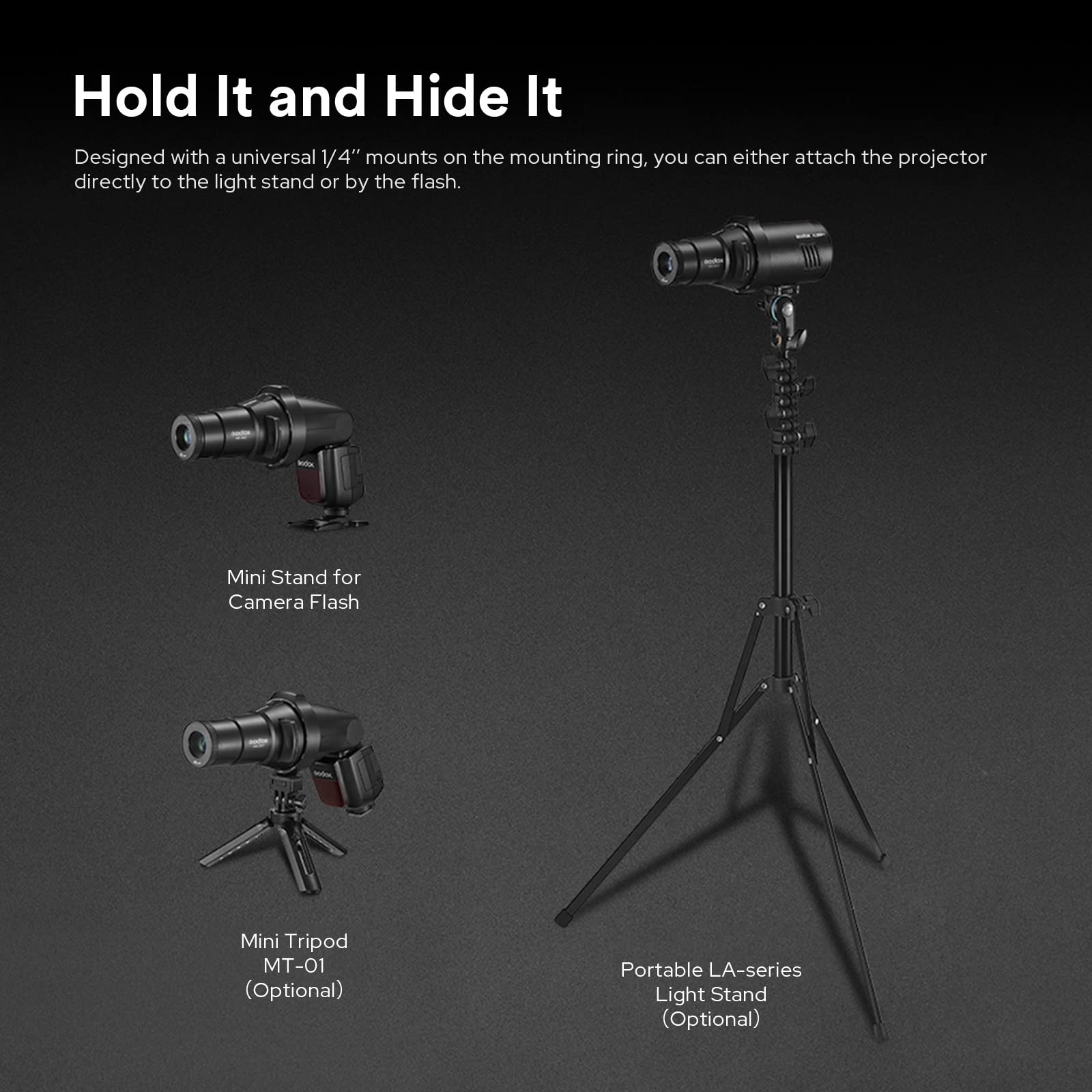 Godox AK-R21 Projection Attachment for Round and Fresnel Head Flash, Like Godox AD200 Pro/AD200, AD100Pro, Godox V1, Godox V1Pro, V860II, V860III, TT685II, V850II, V850III Flash