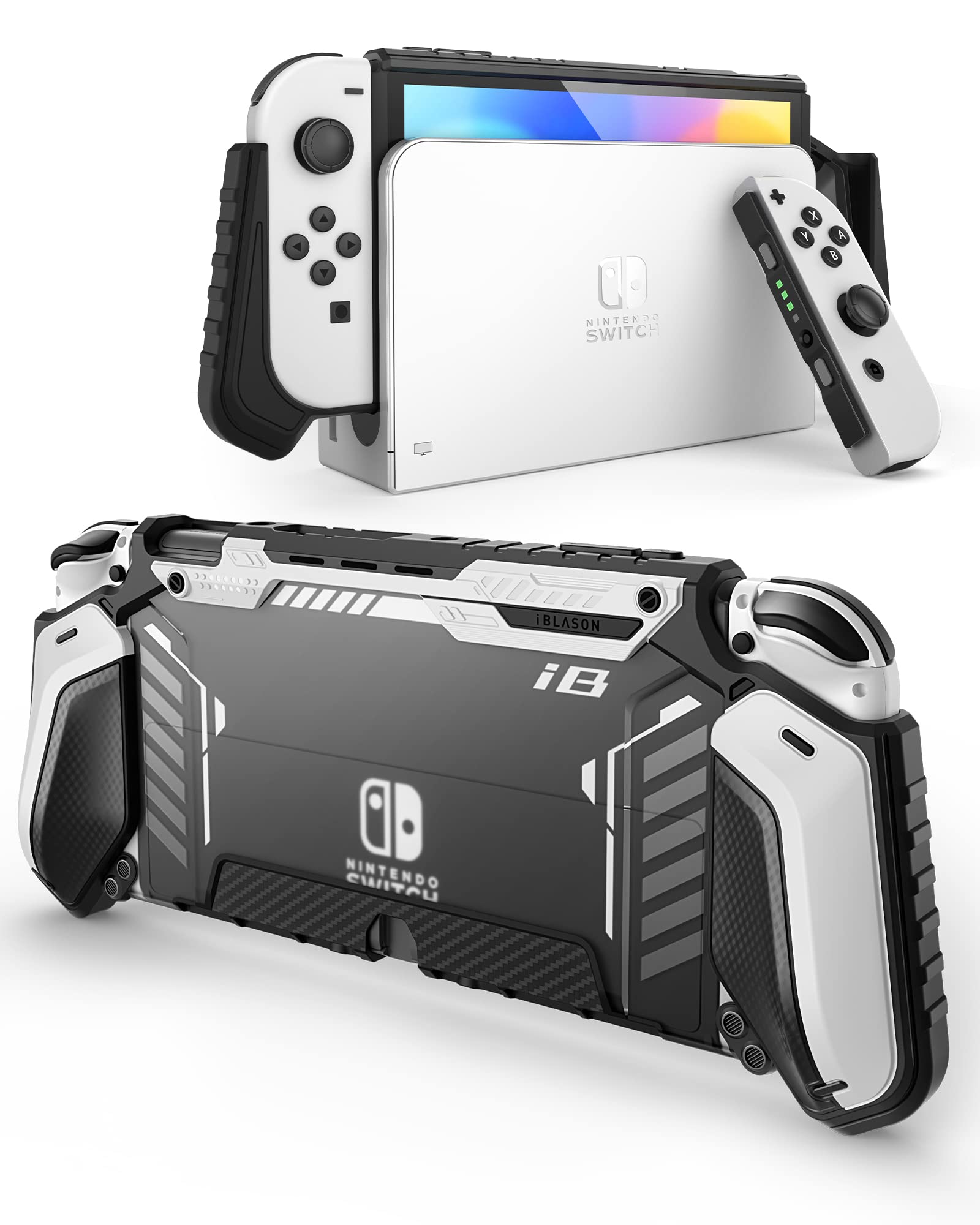 i-Blason Armorbox for Nintendo Switch OLED Case 2021 Dockable Comfortable Grip Protective Anti-Scratch Case Compatible with Nintendo Switch OLED Model and Joy-Con Controller (White)