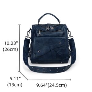 Uromee Backpack Purse for Women Vegan Leather Rivet Studded Ladies Fashion Travel Small Shoulder Bag Convertible