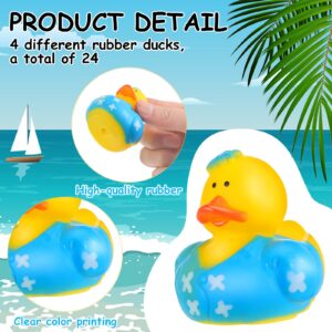 Tanlade 24 Pcs Assorted Rubber Ducks Bulk 2.2'' Summer Beach Rubber Duckies Hawaiian Rubber Ducks Swimming Pool Float Bath Ducks for Water Activity Baby Shower Thanksgiving Wedding Party Decorations