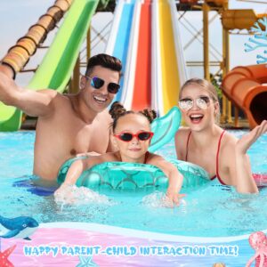 Neer 4 Pcs Mermaid Pool Float Inflatable Swimming Ring Mermaid Tail Shaped Pool Swimming Float Float Tube Ring Children Swim Rings for Kids Infants Beach Water Activities, Green, Pink