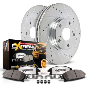 power stop rear k8765-36 carbon-fiber ceramic brake pad with drilled and slotted rotor kit z36 truck and tow