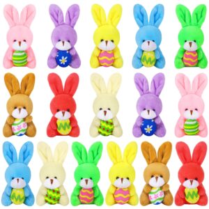 fovths 16 pack 4.7 inch easter bunnies plush toys set easter stuffed rabbit keychain toys with easter egg easter party favors