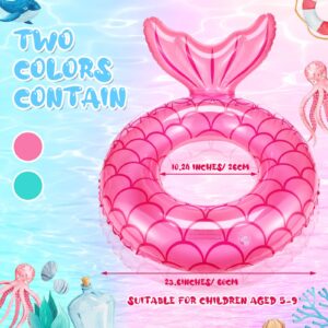 Neer 4 Pcs Mermaid Pool Float Inflatable Swimming Ring Mermaid Tail Shaped Pool Swimming Float Float Tube Ring Children Swim Rings for Kids Infants Beach Water Activities, Green, Pink