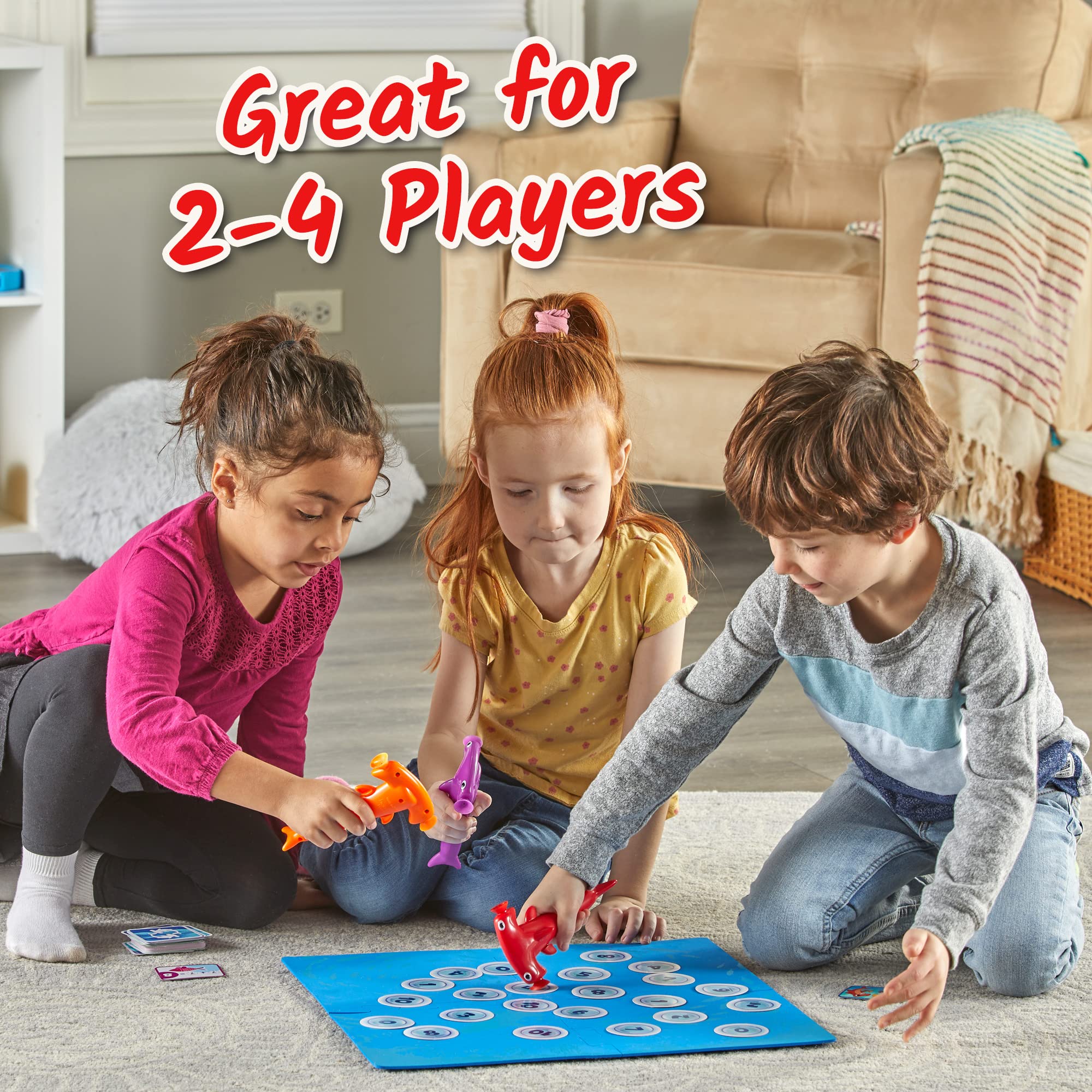 hand2mind Hammerhead Number Hunt! Math Game, Addition and Subtraction Games, Educational Board Games, Fun Games for Family Game Night, Kindergarten Learning Games for Kids Ages 5-7, Kids Learning Toys