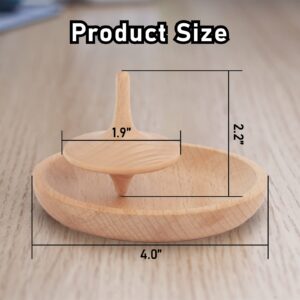 Wooden Spinning Tops with Base(2 Set),Concentration Boosting,Adult Desktop Toys for Office, Balance & Coordination Skills for Kids,Fun,Gift