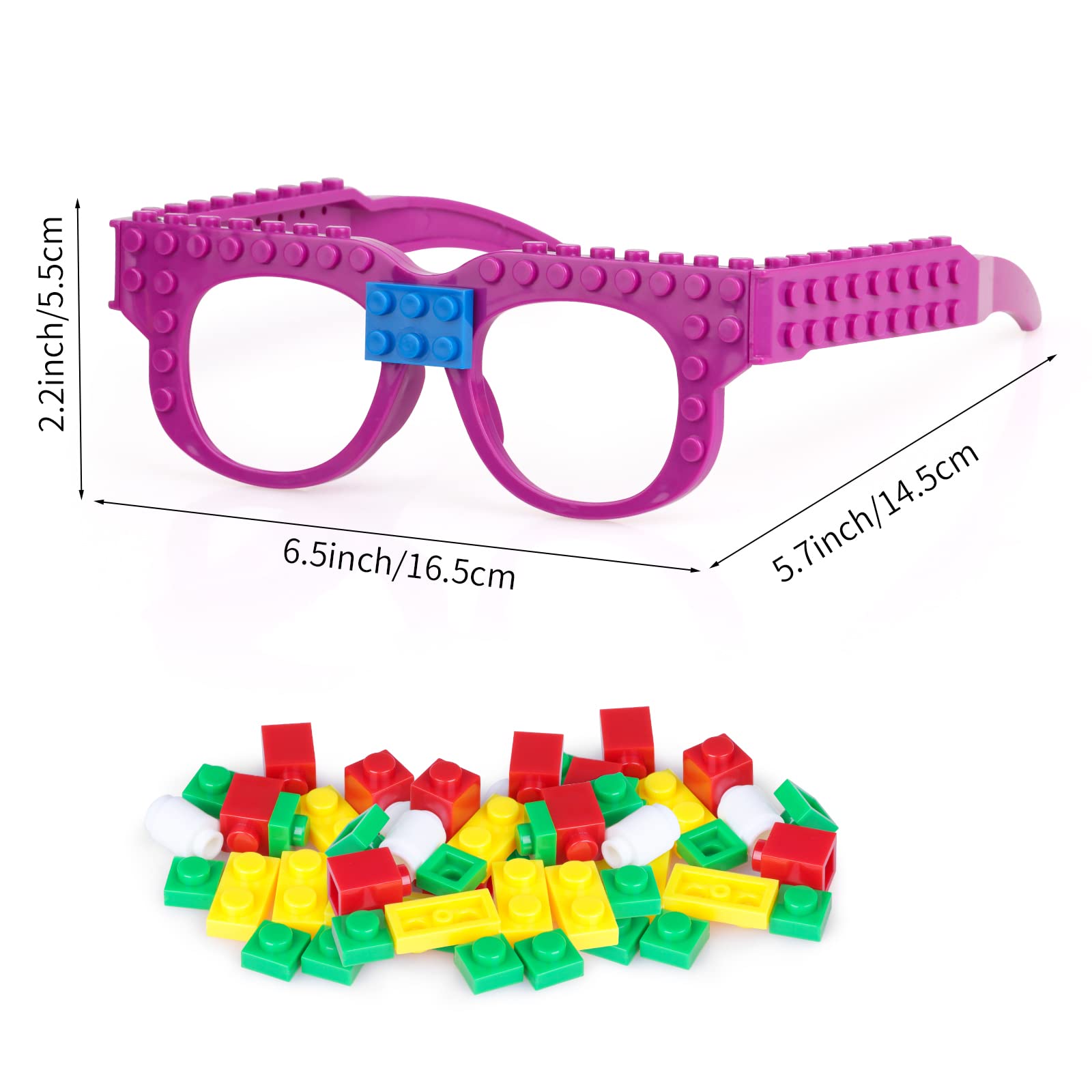 Fowecelt 12 Pcs DIY Building Bricks Glasses Building Blocks Games for Kids Birthday Party Favors Supplies, Boys Girls Carnival Party Games Decor