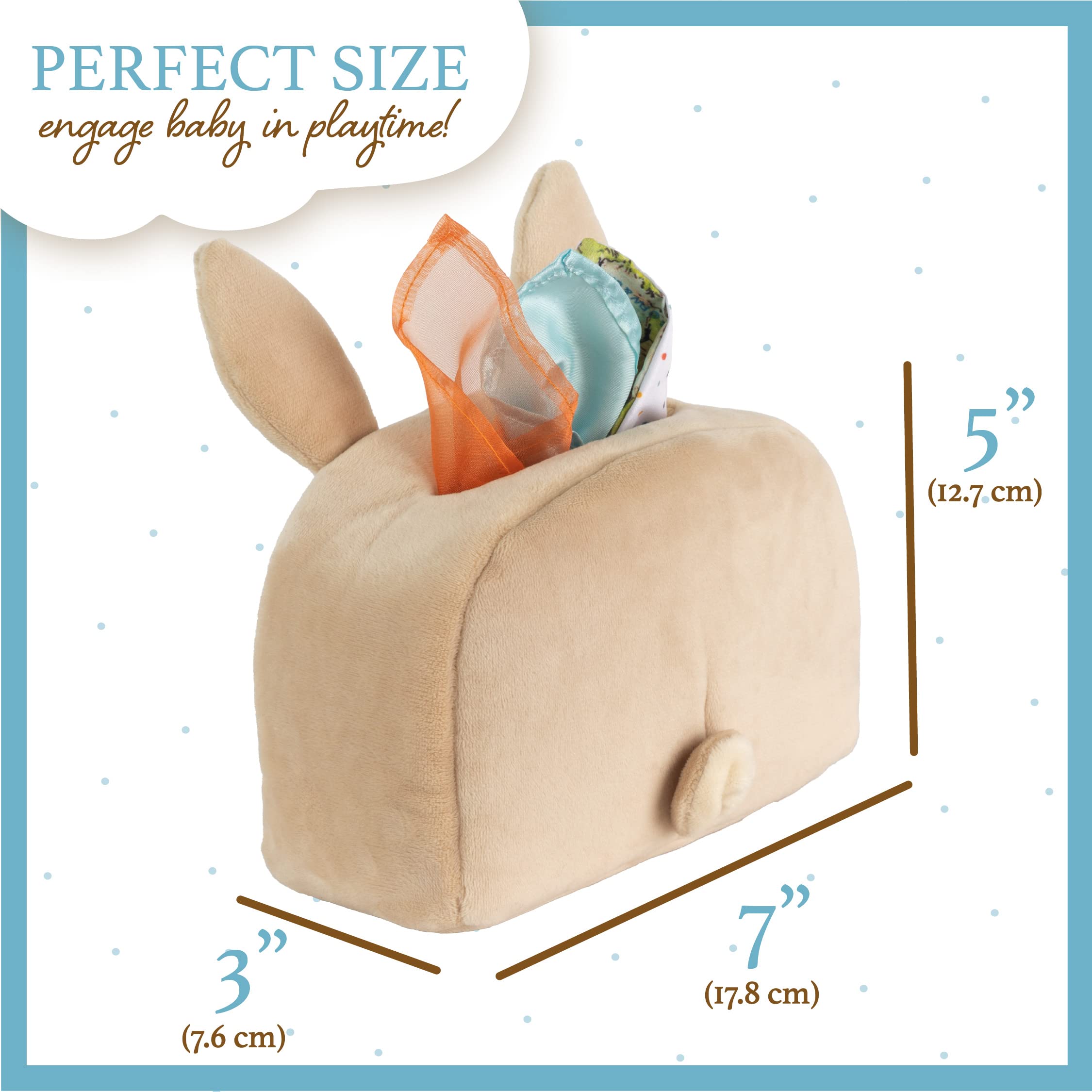 Kids Preferred Peter Rabbit Tissue Box Montessori Sensory Toy 8 Double Sided Tissues For Infants, Babies, and Kids Based on the Beatrix Potter Books