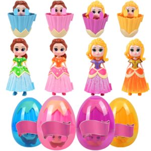 touber 4 pack princess deformation prefilled eggs for toddler boys girls kids basket stuffers gifts - easter basket filler toys