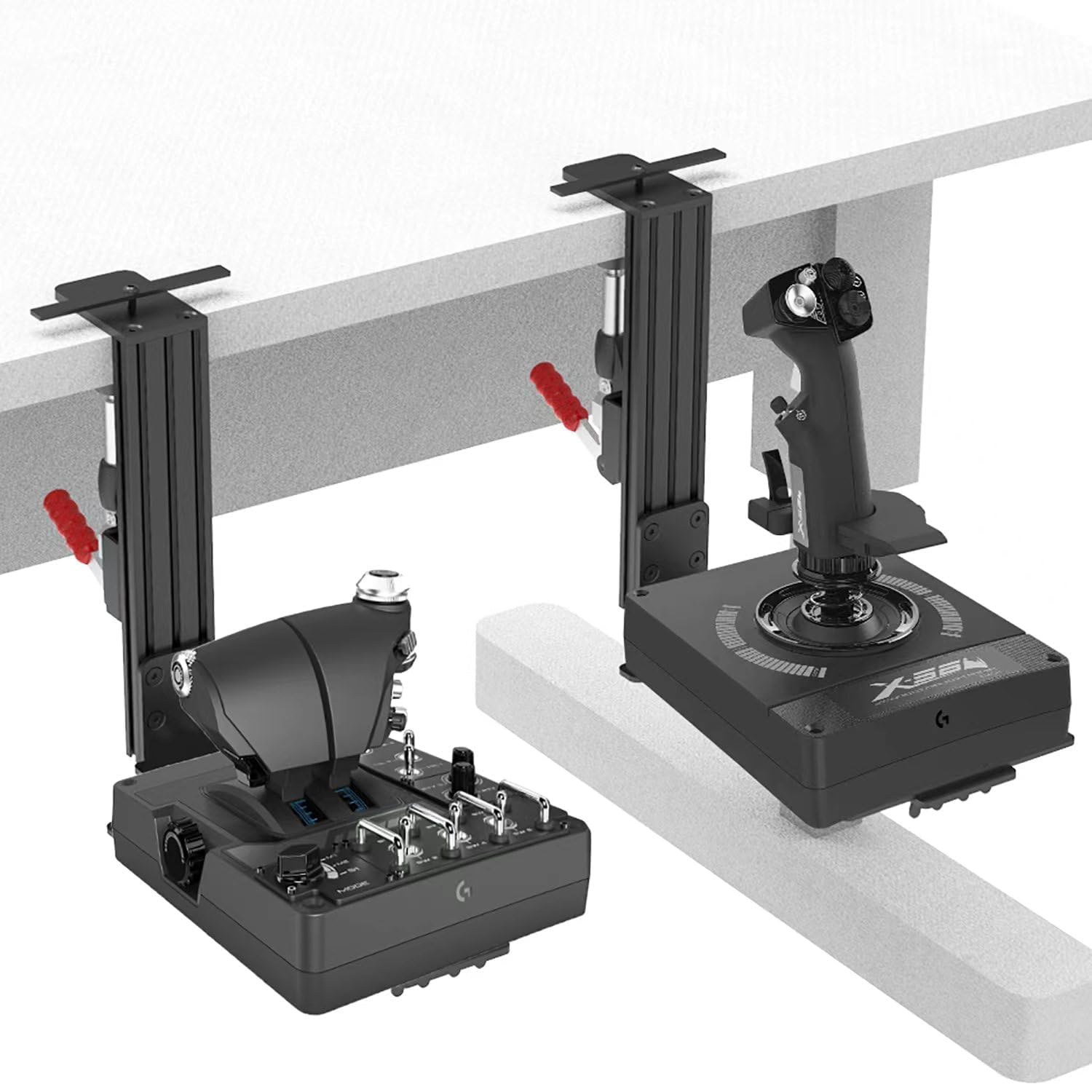 2 Set Desk Mount for Flight Sim Game Joystick, Throttle, Hotas system Compatible with Logitech X56, X52，compatible with Thrustmaster T-Flight Hotas/T.16000M/TCA/Warthog 10C&Throttle/Winwing Orion 1&2