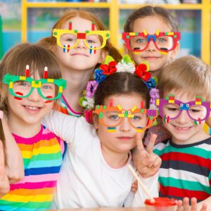 Fowecelt 12 Pcs DIY Building Bricks Glasses Building Blocks Games for Kids Birthday Party Favors Supplies, Boys Girls Carnival Party Games Decor