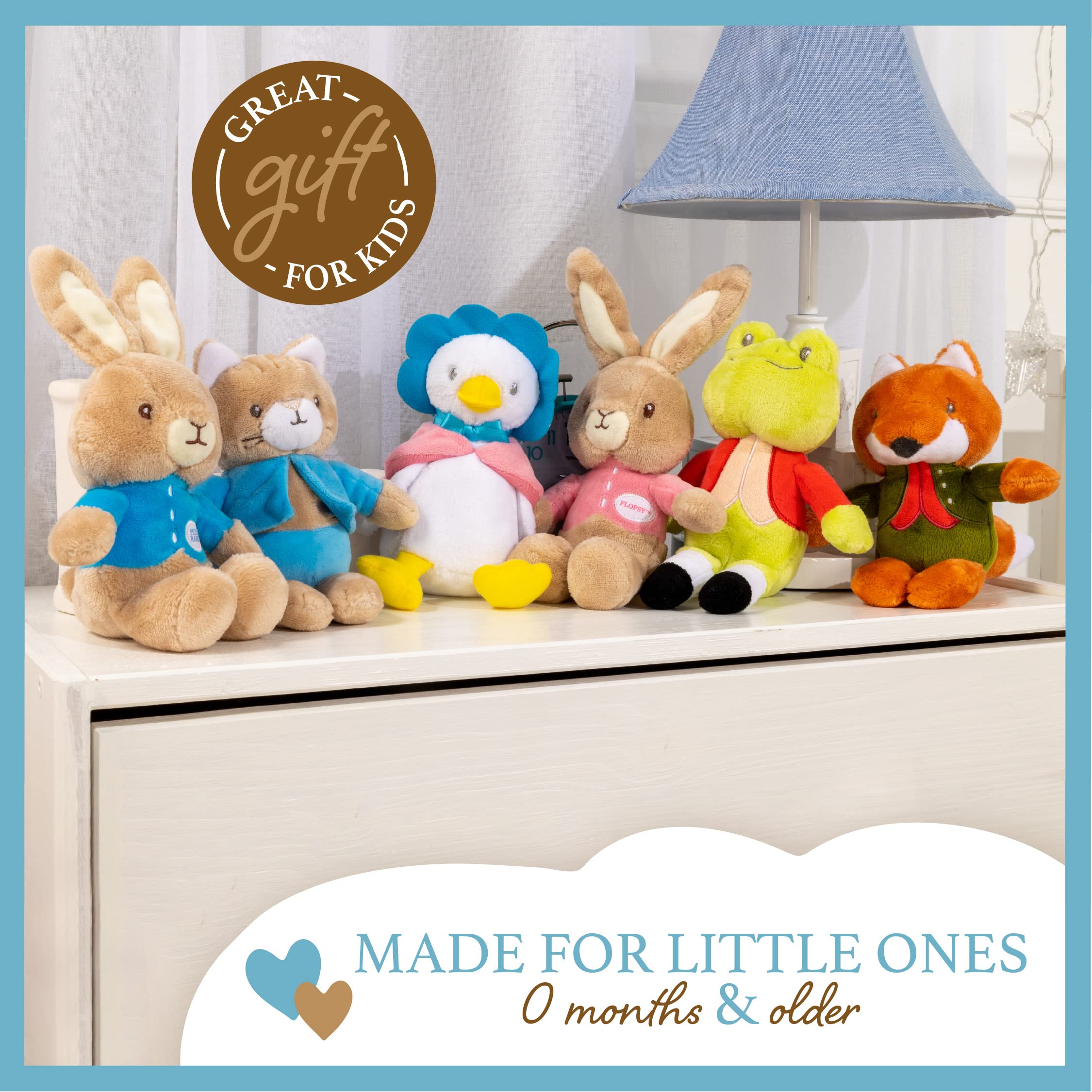 KIDS PREFERRED Peter Rabbit Classic Stuffed Animal Characters 6 Piece Gift Set 9 Inch Plush Toys for Infants Babies and Kids Based on The Beatrix Potter Books