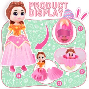 Touber 4 Pack Princess Deformation Prefilled Eggs for Toddler Boys Girls Kids Basket Stuffers Gifts - Easter Basket Filler Toys