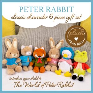 KIDS PREFERRED Peter Rabbit Classic Stuffed Animal Characters 6 Piece Gift Set 9 Inch Plush Toys for Infants Babies and Kids Based on The Beatrix Potter Books