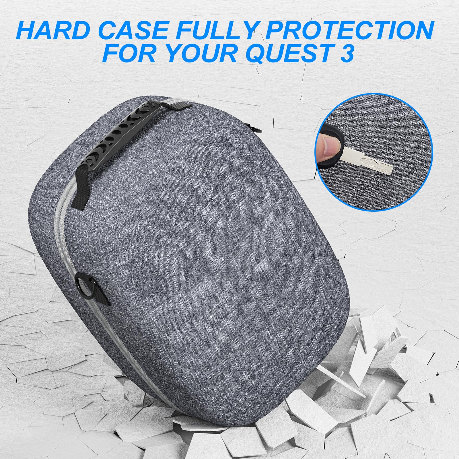 Hard Carring Case Compatible with Meta Quest 3S/Quest 3 and Head Strap Battery, Hard Travel Case for PS VR2 Shockproof Waterproof EVA Portable Protection Case with Adjustable Strape Hard Storage Box