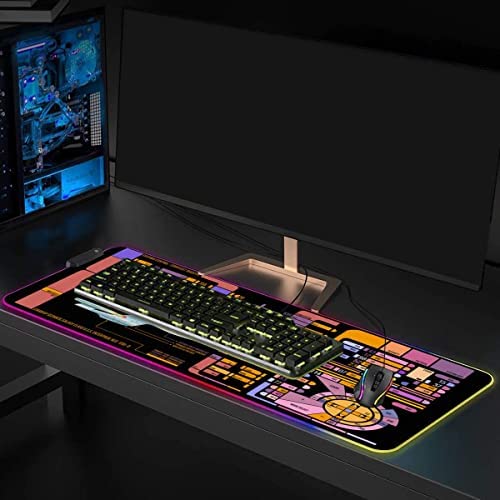 Sci-fi Control Console Display Led Desk Mat, Trekkie Trekker extra large thick Mouse pad for Desk, SciFi Gift Gamer rgb mousepad Led, Laptop Pad Game Mat, Gaming Computer Accessories Room Decor KMH