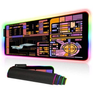 Sci-fi Control Console Display Led Desk Mat, Trekkie Trekker extra large thick Mouse pad for Desk, SciFi Gift Gamer rgb mousepad Led, Laptop Pad Game Mat, Gaming Computer Accessories Room Decor KMH