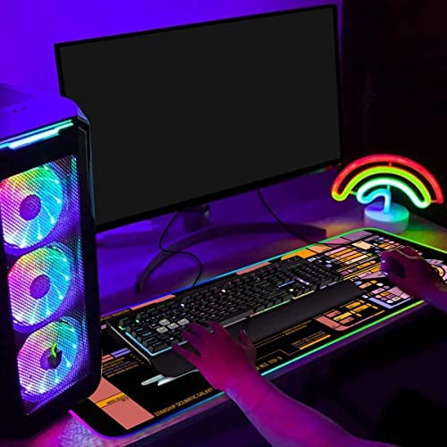 Sci-fi Control Console Display Led Desk Mat, Trekkie Trekker extra large thick Mouse pad for Desk, SciFi Gift Gamer rgb mousepad Led, Laptop Pad Game Mat, Gaming Computer Accessories Room Decor KMH