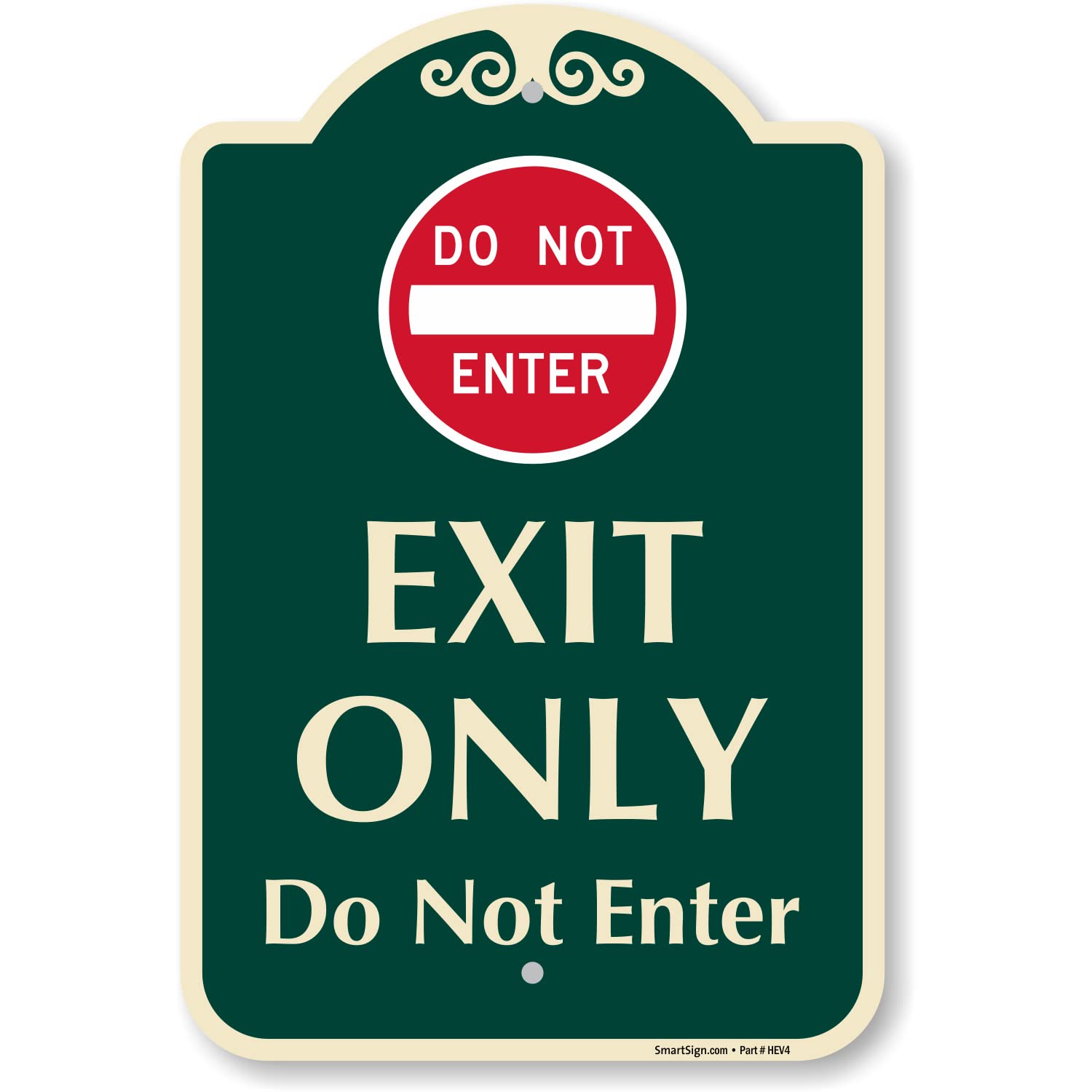 SmartSign Designer "Exit Only - Do Not Enter" Sign, 12" x 18", 120 mil Aluminum Composite (ACM) with Overcoat, Engineer Grade Reflective, Red & Green, Made in USA