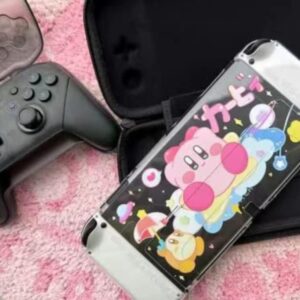 ENFILY Cute Protective Case for Nintendo Switch OLED, Cute Bling Clear Soft TPU Slim Cover, Kawaii Dockable Case for NS, Sparkle Skin Set