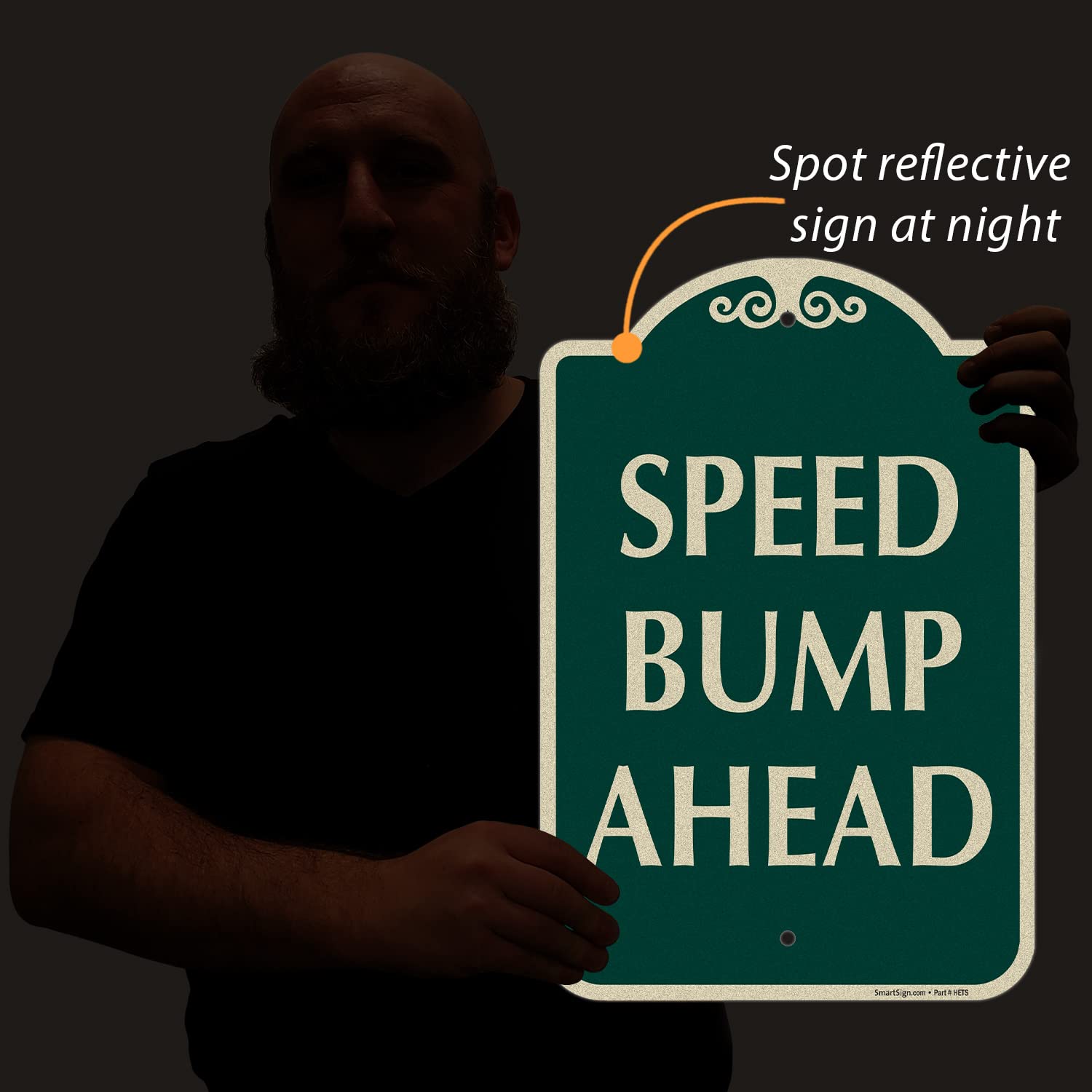 SmartSign Designer "Speed Bump Ahead" Sign, 12" x 18", 120 mil Aluminum Composite (ACM) with Overcoat, Engineer Grade Reflective, Green, Made in USA