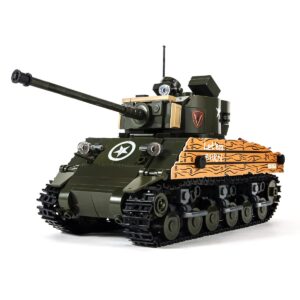 DAHONPA Sherman M4A3 Main Battle Tank Army Building Block(715 PCS),WW2 Military Historical Collection Model with 3 Soldier Figures,Toys Gifts for Kid and Adult.