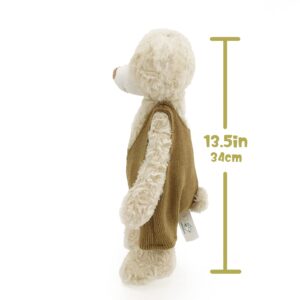 MR VIVICARE 13.5" Cream Beige Bear Stuffed Animals for Kids and New Born Babies,Knitted Dressed Stuffed Teddy Bear Plush Toys for Boys and Girls,Great Gifts on Birthday,Christmas,Machine Washable