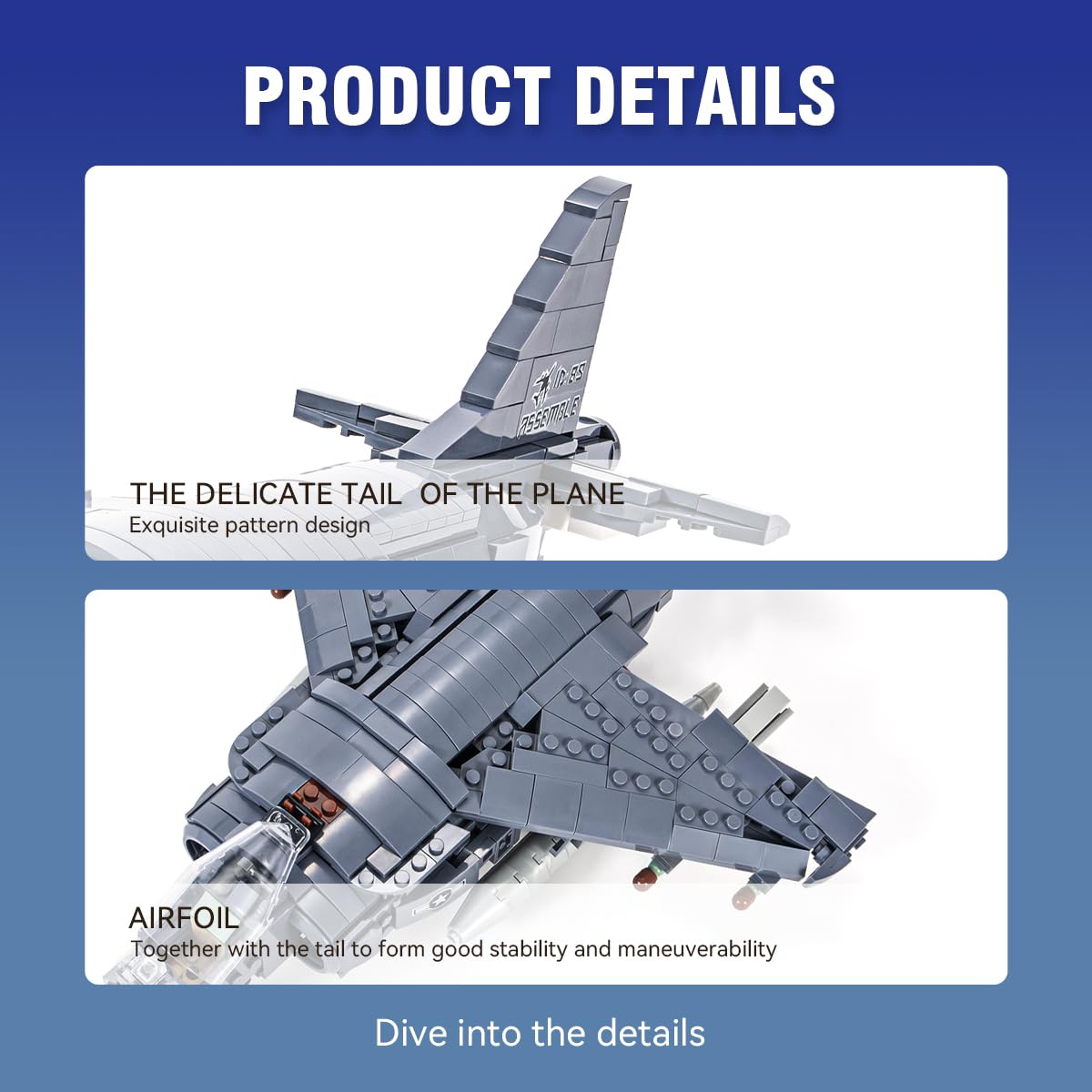 DAHONPA AV-8 Fighting Military Army Airplane Building Bricks Set, 807Pieces Air-Force Build Blocks Toy, Gift for Kid and Adult.