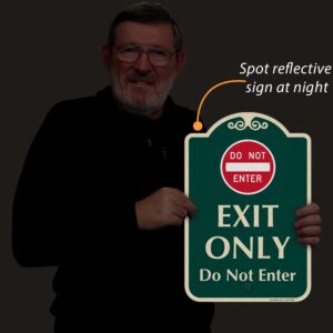 SmartSign Designer "Exit Only - Do Not Enter" Sign, 12" x 18", 120 mil Aluminum Composite (ACM) with Overcoat, Engineer Grade Reflective, Red & Green, Made in USA